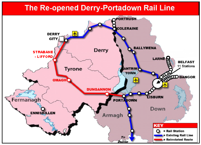 Derry Road rail route map