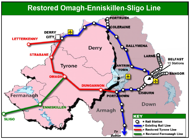 Fermanagh rail route map